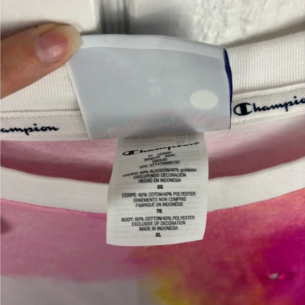 Champion Women's XL Colorful Tie-Dye Front Bow Tie Short Sleeve - Picture 8 of 12